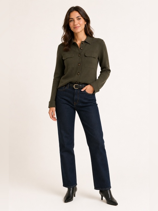 Tahari Sweaters - Tahari Olive Green Button Front Knit Jacket Cardigan NWT Size Medium
